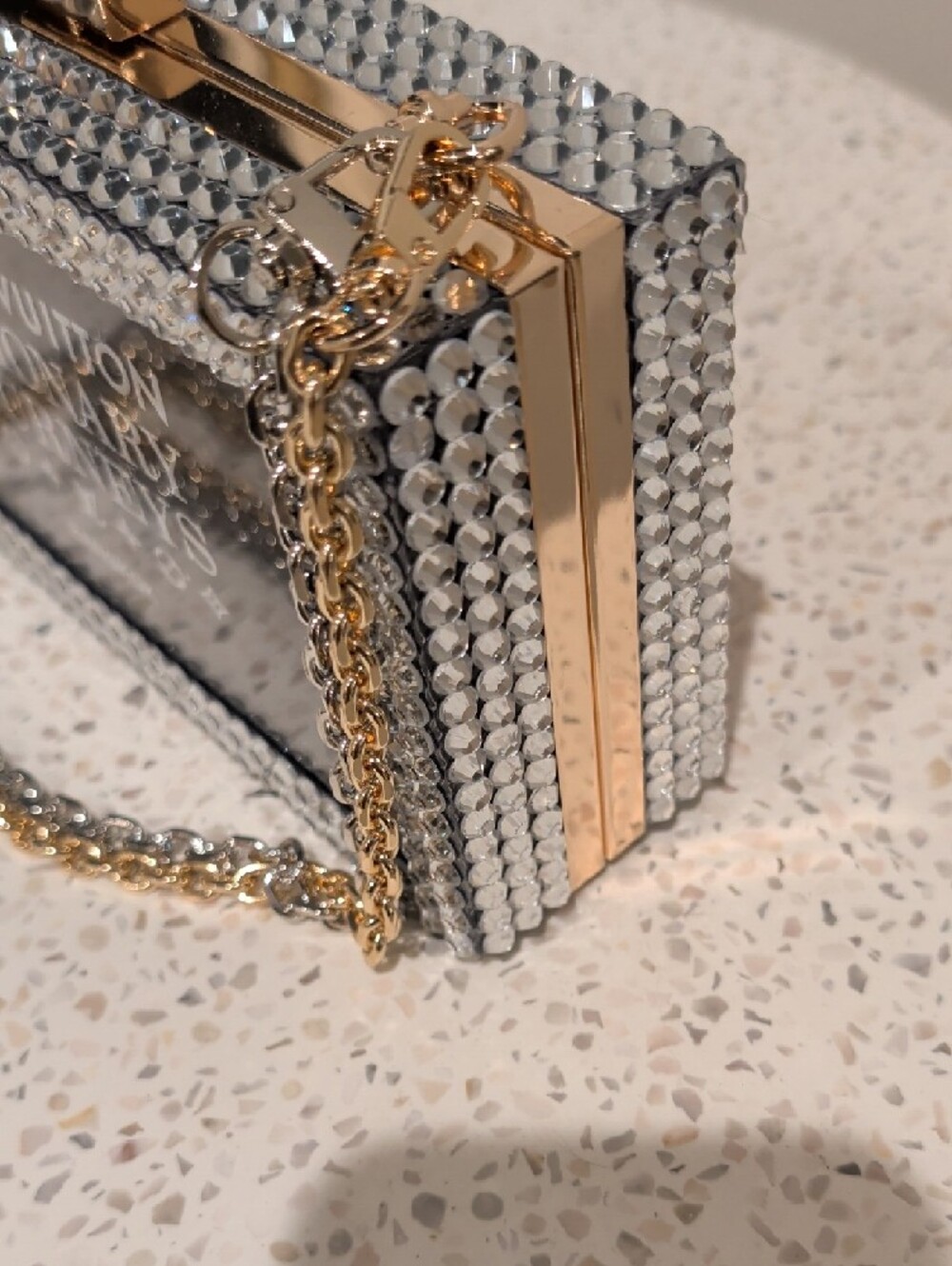 Upcycled Black 'Visionary Journeys' Crystal Box Clutch - Picture 7 of 11
